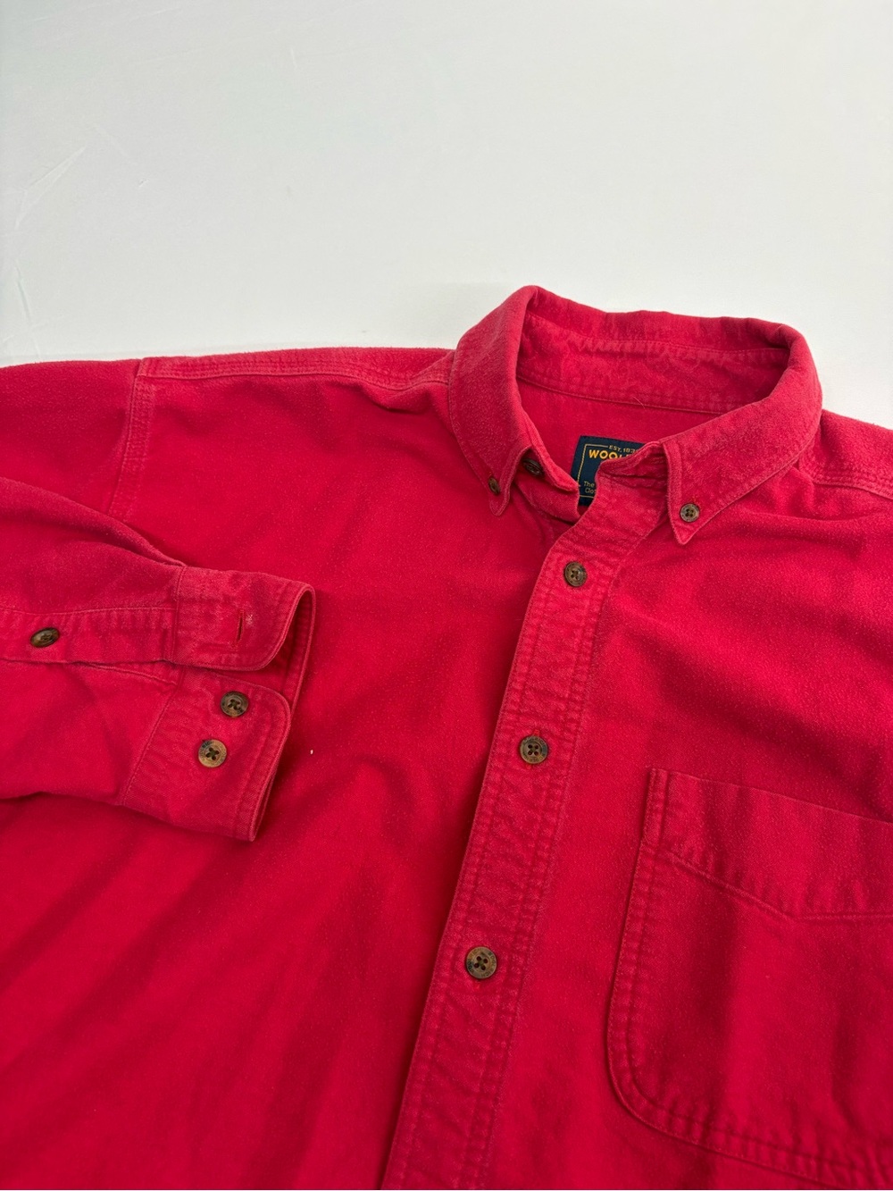 Vintage Woolrich Chamois Cloth Button Down Shirt Men's L Burgundy Red
